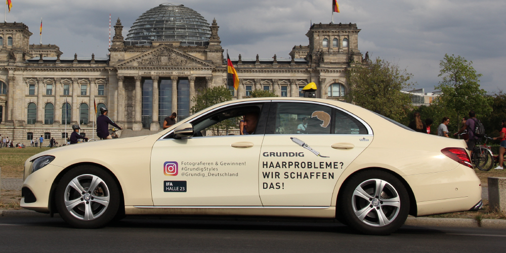 Berliner Taxiwerbung Referenz Grundig